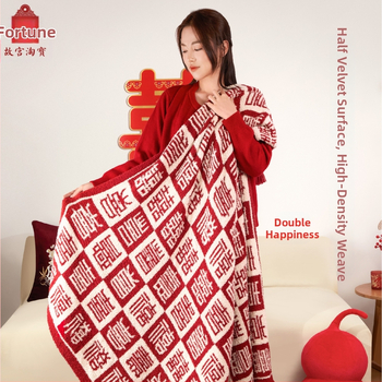 Mu Feng koralni fleece deka, 100% polyester, 1000 g, proljeće i jesen, kineski stil