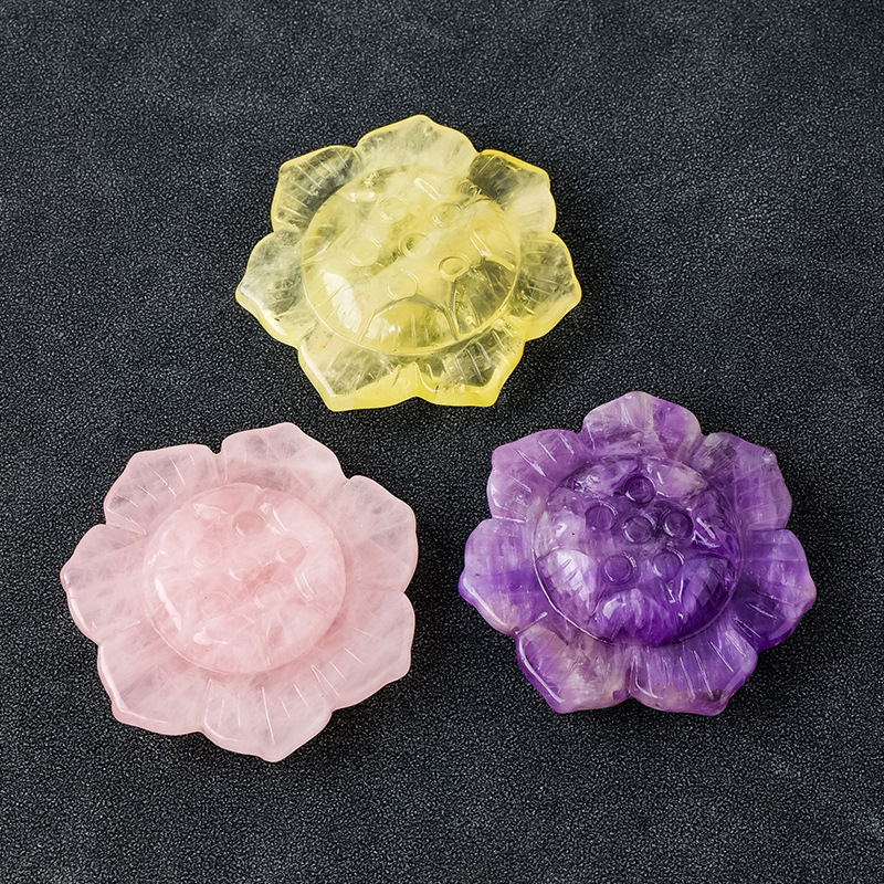 Γλυπτό λωτού από κρύσταλλο, μάρκα Appen Crystal Crafts, κρύσταλλος λίθος, μοντέρνος μινιμαλισμός, συσκευασία σε PP σακουλάκι