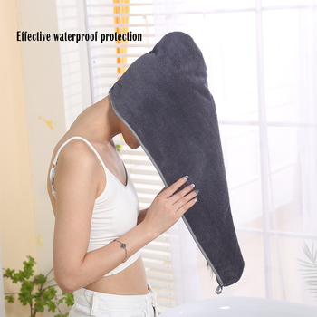 Σκουφάκι για στέγνωμα μαλλιών: απορροφητικό και γρήγορο, coral fleece; 150D νήμα; βάρος 50–79 g