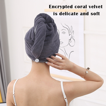 Σκουφάκι για στέγνωμα μαλλιών: απορροφητικό και γρήγορο, coral fleece; 150D νήμα; βάρος 50–79 g