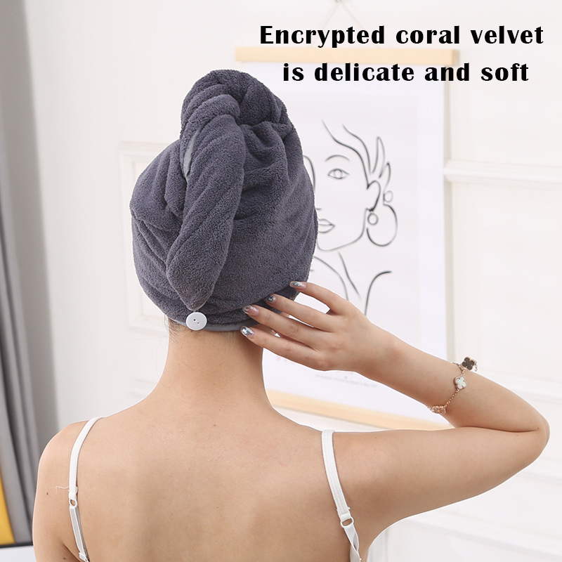 Σκουφάκι για στέγνωμα μαλλιών: απορροφητικό και γρήγορο, coral fleece; 150D νήμα; βάρος 50–79 g