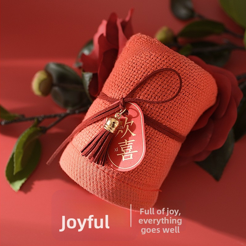 Manlipai kokvilnas dāvanu dvielis kāzām, iepakots maisiņā