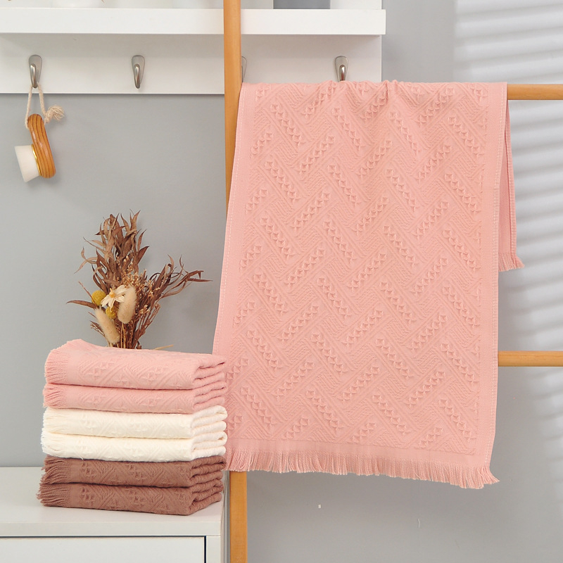 Pamukani ručnik s tasselima i jacquard uzorkom, 32s pređa, 50–80 g/m², svadbeni dar