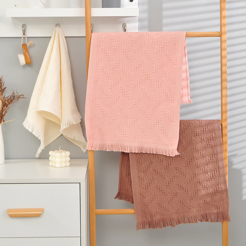 Pamukani ručnik s tasselima i jacquard uzorkom, 32s pređa, 50–80 g/m², svadbeni dar