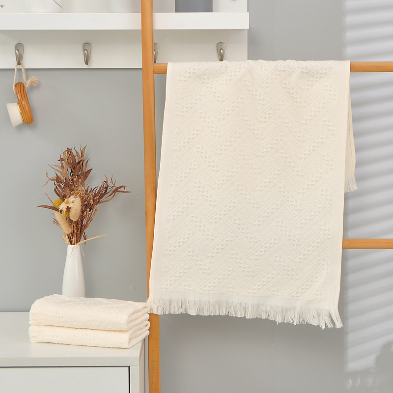 Pamukani ručnik s tasselima i jacquard uzorkom, 32s pređa, 50–80 g/m², svadbeni dar