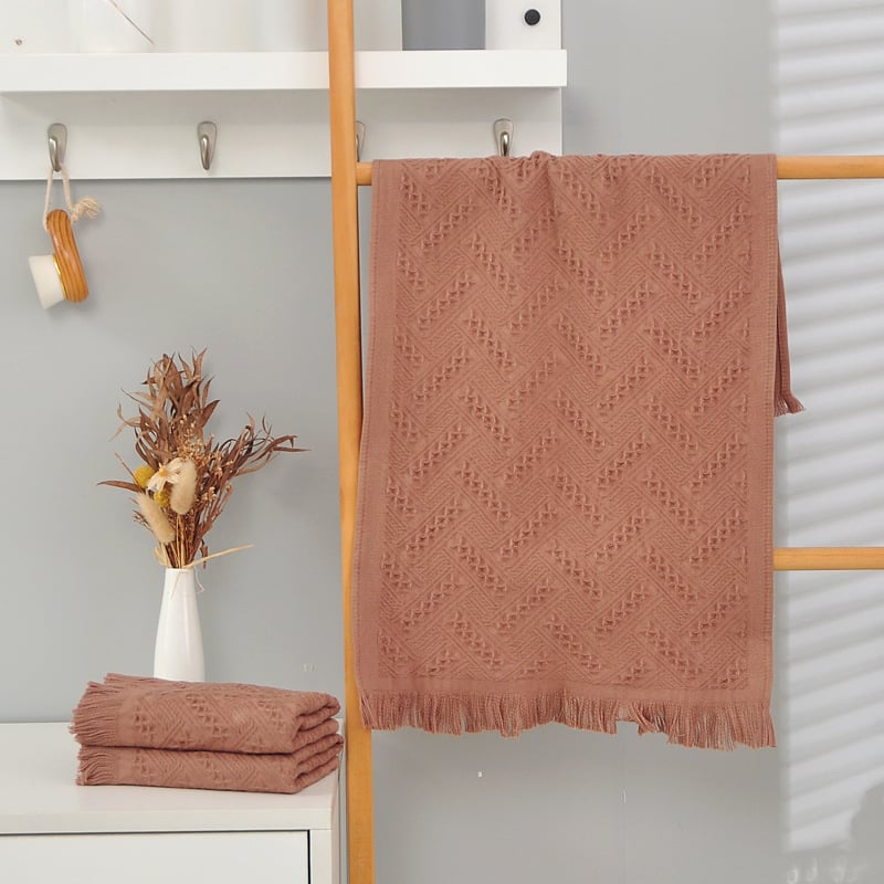 Pamukani ručnik s tasselima i jacquard uzorkom, 32s pređa, 50–80 g/m², svadbeni dar