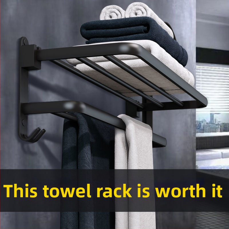 Sienas dvieļu turētājs ar 5 pakaramām, bez caurumu, akrils, vienslāņu, saliekams ar āķi, Watermark sertifikāts