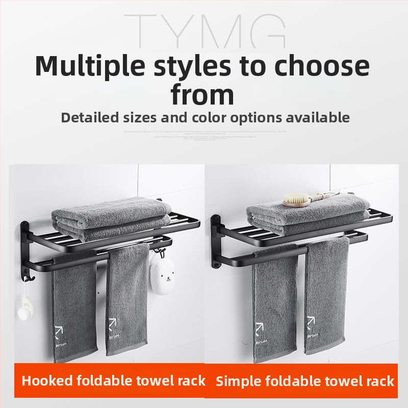 Sienas dvieļu turētājs ar 5 pakaramām, bez caurumu, akrils, vienslāņu, saliekams ar āķi, Watermark sertifikāts