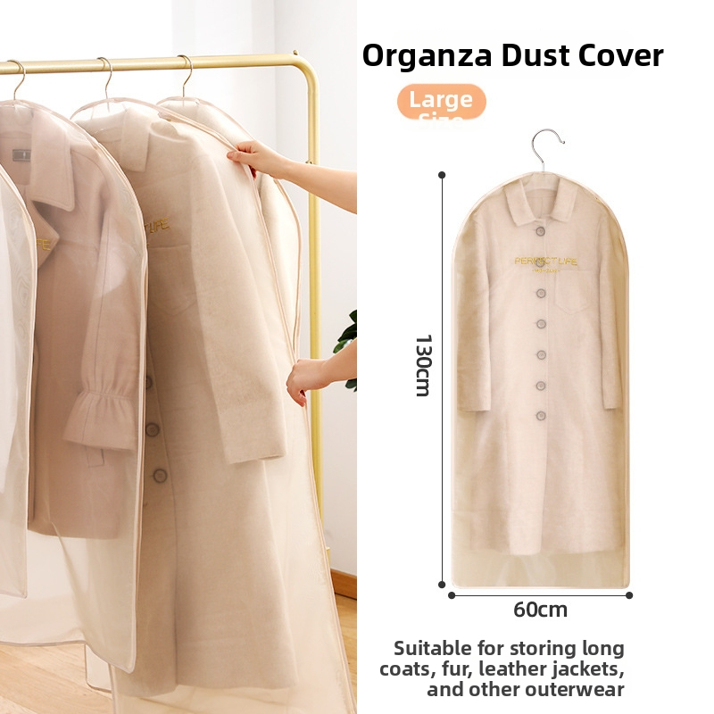 Organza apģērbu putekļu aizsargs – mūsdienīgs minimālisma stils, putekļu aizsardzība palto un kostīmu glabāšanai