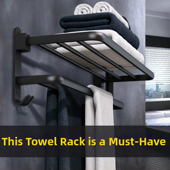 Bez caurumiem – sienas dvieļu turētājs vannas istabai ar 5 āķiem, akrila materiāls, saliekams ar āķi, Watermark sertifikāts