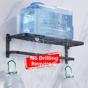 Bez caurumiem – sienas dvieļu turētājs vannas istabai ar 5 āķiem, akrila materiāls, saliekams ar āķi, Watermark sertifikāts