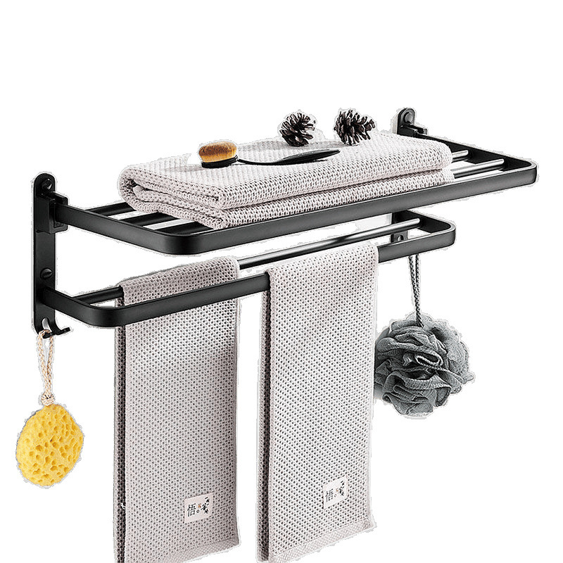 Bez caurumiem – sienas dvieļu turētājs vannas istabai ar 5 āķiem, akrila materiāls, saliekams ar āķi, Watermark sertifikāts