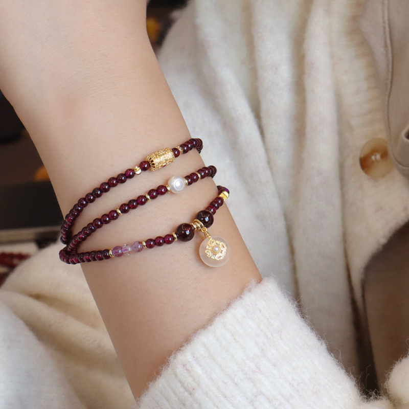 Narukvica od granata s perlicama, Source Vine brend, Ženski modni stil, Geometrijski oblik