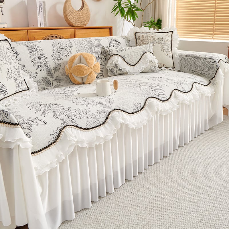 Κάλυμμα καναπέ Chenille για μοντέρνους καναπέδες, ακρή Doily, απλό στυλ, προστατευτικό κάλυμμα σκόνης