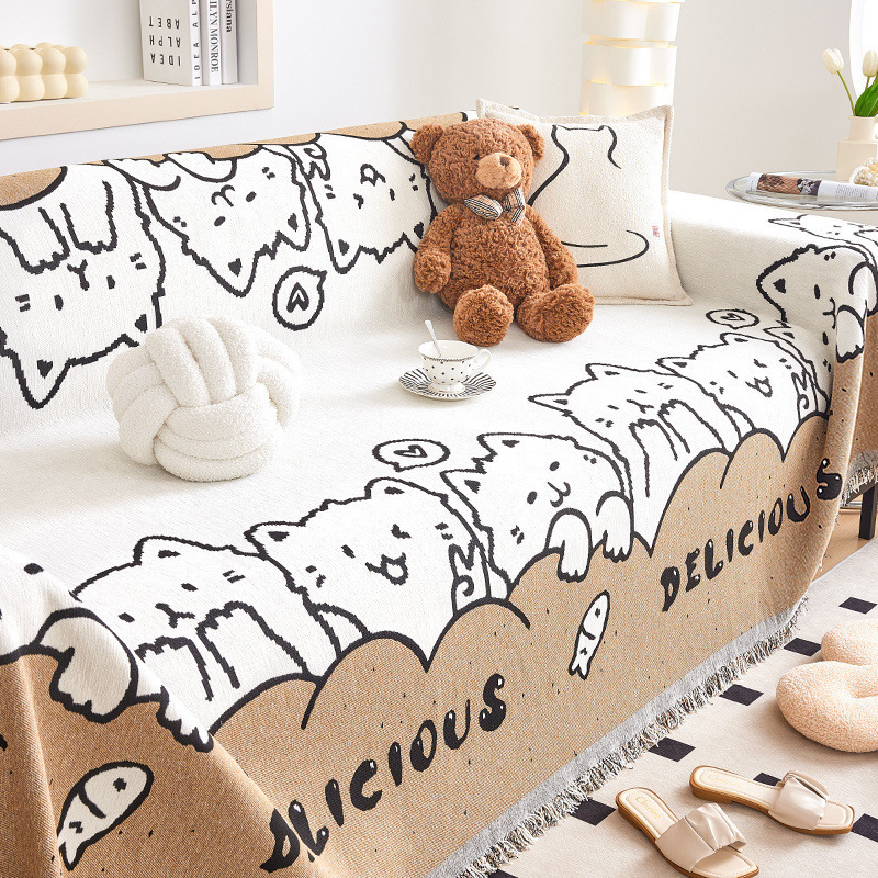 Szekciós kanapéhoz való kanapévédő, waffel textúra, mintás rajzfilm, teljes fedés, cipzár nélküli