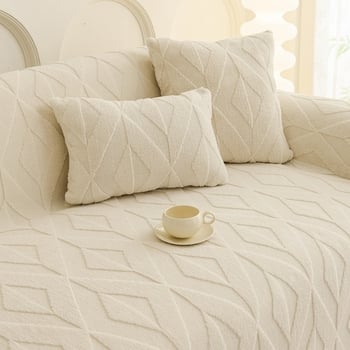 Őszi–téli vastag velúr kanapé takaró, egy darabos kivitel, univerzális illeszkedés, geometriai mintázat, minimalist stílus, testreszabható