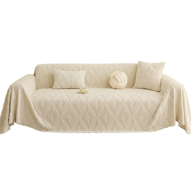 Őszi–téli vastag velúr kanapé takaró, egy darabos kivitel, univerzális illeszkedés, geometriai mintázat, minimalist stílus, testreszabható