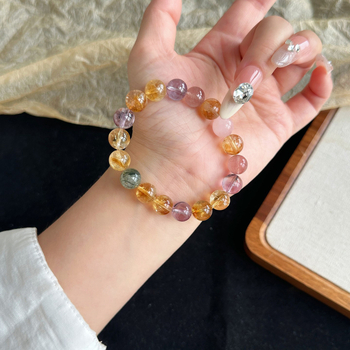 Női citrin kristály karkötő — kézzel készített gyöngyök, természetes stílus