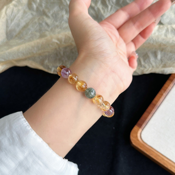 Női citrin kristály karkötő — kézzel készített gyöngyök, természetes stílus