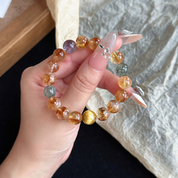 Női citrin kristály karkötő — kézzel készített gyöngyök, természetes stílus