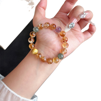 Női citrin kristály karkötő — kézzel készített gyöngyök, természetes stílus