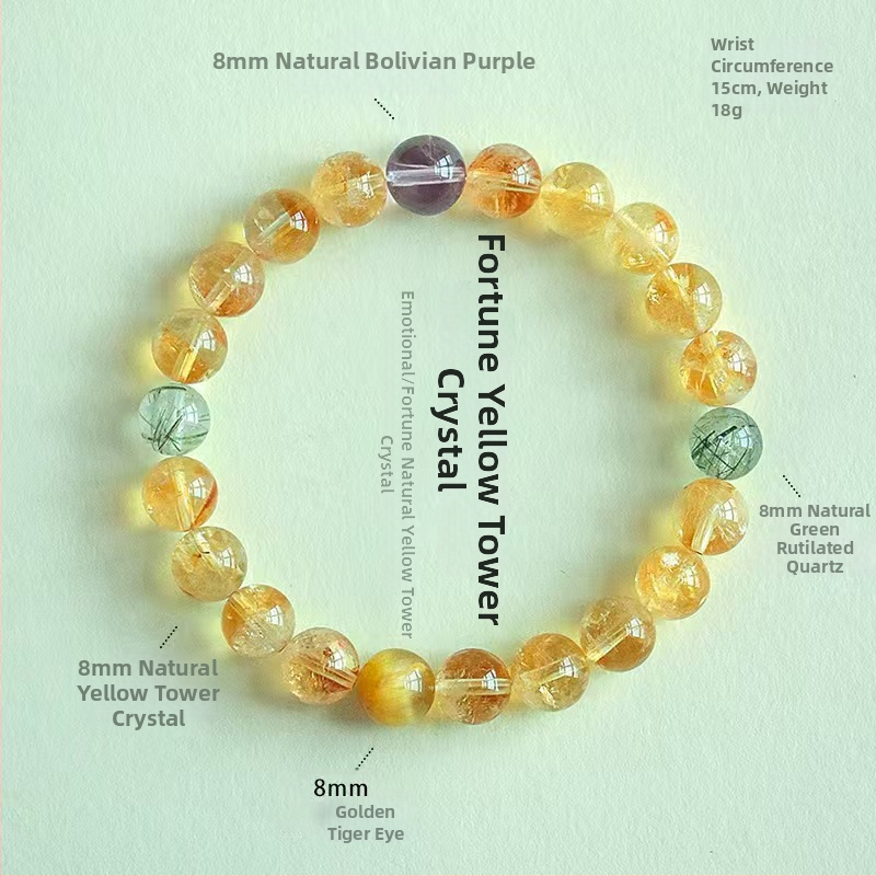 Női citrin kristály karkötő — kézzel készített gyöngyök, természetes stílus