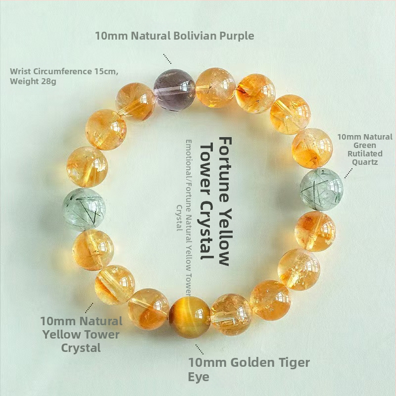 Női citrin kristály karkötő — kézzel készített gyöngyök, természetes stílus