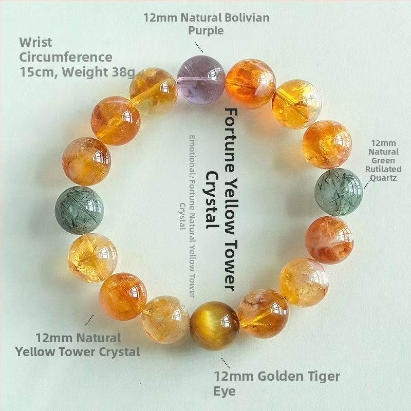 Női citrin kristály karkötő — kézzel készített gyöngyök, természetes stílus