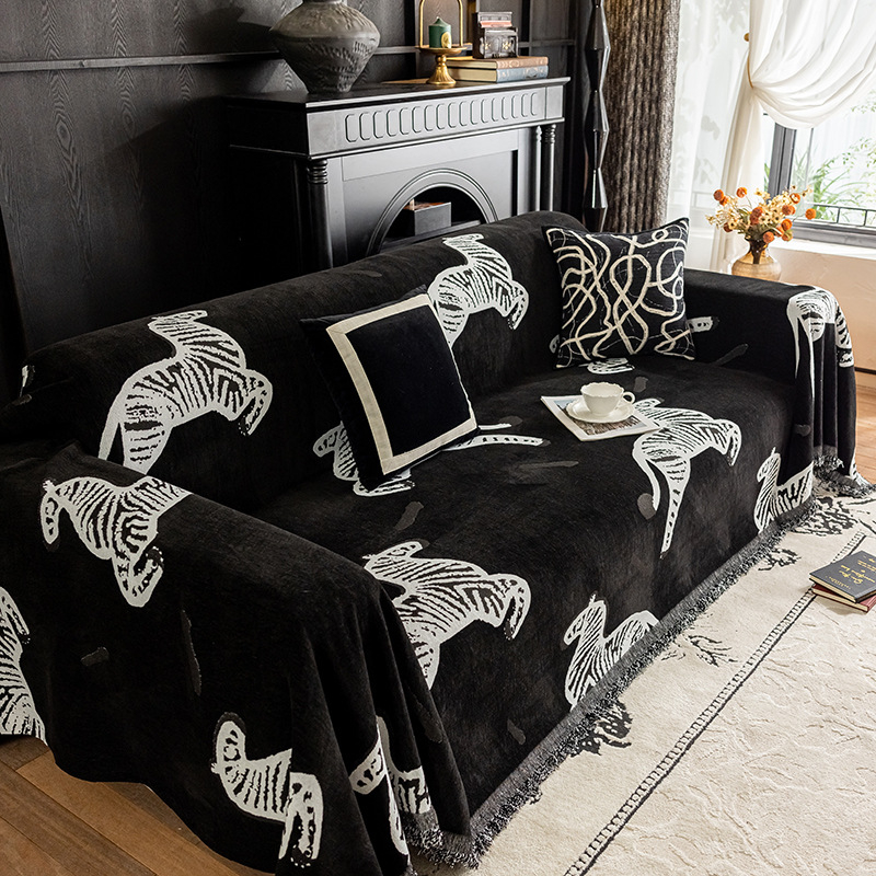 Chenille anyagú kanapéháttámla védőhuzat, növény- és virágmintás, kombinált kanapóhoz, INS stílus, testreszabható