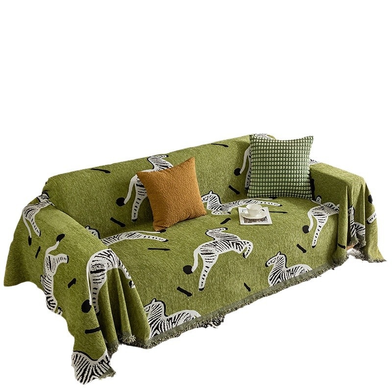 Chenille anyagú kanapéháttámla védőhuzat, növény- és virágmintás, kombinált kanapóhoz, INS stílus, testreszabható