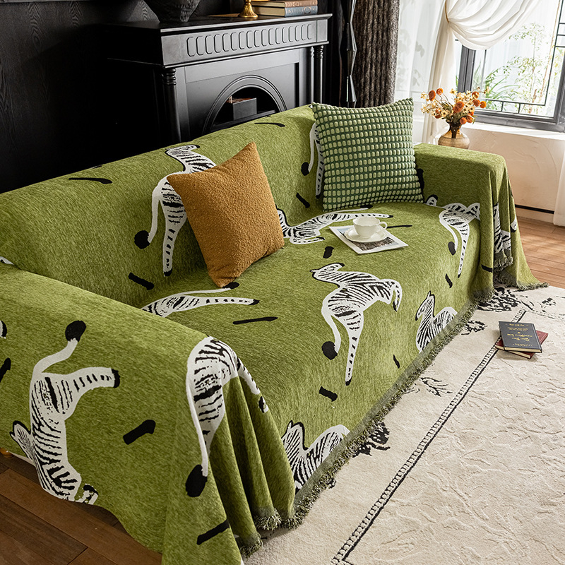 Chenille anyagú kanapéháttámla védőhuzat, növény- és virágmintás, kombinált kanapóhoz, INS stílus, testreszabható