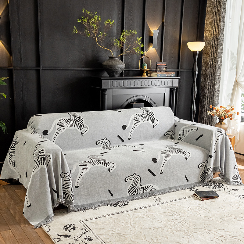 Chenille anyagú kanapéháttámla védőhuzat, növény- és virágmintás, kombinált kanapóhoz, INS stílus, testreszabható