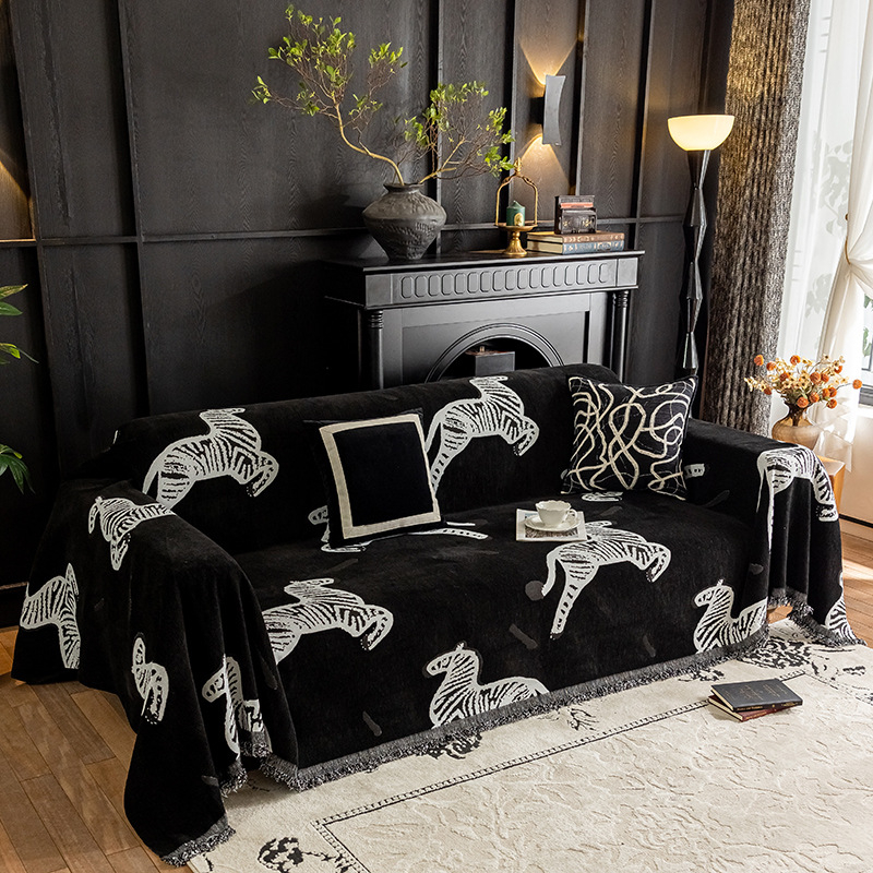 Chenille anyagú kanapéháttámla védőhuzat, növény- és virágmintás, kombinált kanapóhoz, INS stílus, testreszabható