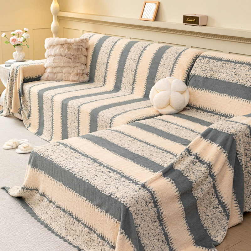 Dongbo navlaka za kauč od Shu pamuk-velur materijala, za trosjed, prugasta, minimalistički modern stil