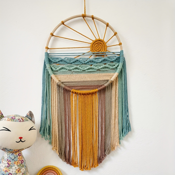 Kézzel szövött pamut faliszőnyeg nordic táj motívummal a nappaliba