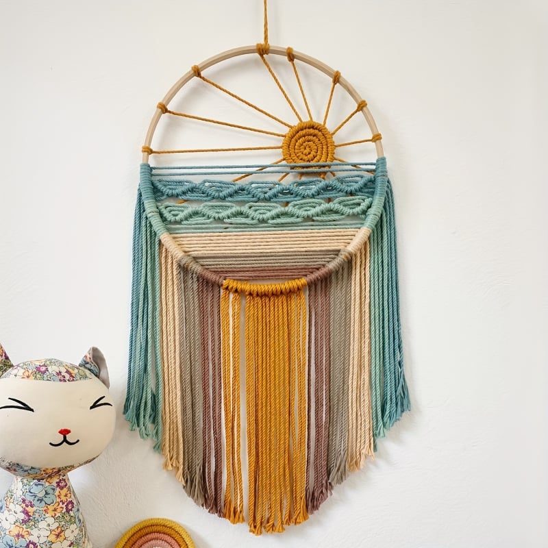 Kézzel szövött pamut faliszőnyeg nordic táj motívummal a nappaliba