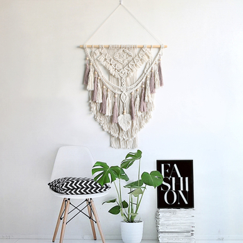 Χειροποίητος γοβλέν από βαμβακερό σκοινί – ορθογώνιο, μοτίβο πλέγματος, μοντέρνο μινιμαλιστικό στυλ