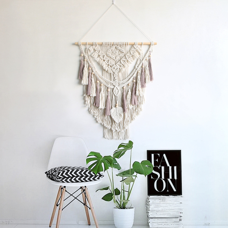 Χειροποίητος γοβλέν από βαμβακερό σκοινί – ορθογώνιο, μοτίβο πλέγματος, μοντέρνο μινιμαλιστικό στυλ