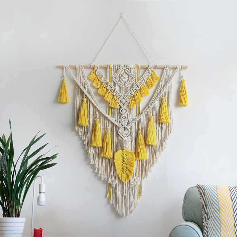 Χειροποίητος γοβλέν από βαμβακερό σκοινί – ορθογώνιο, μοτίβο πλέγματος, μοντέρνο μινιμαλιστικό στυλ