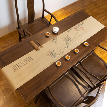 Stolni runner i podmetač za čaj s kineskim zen motivom, motiv Deset konja, dimenzije 32×300 cm
