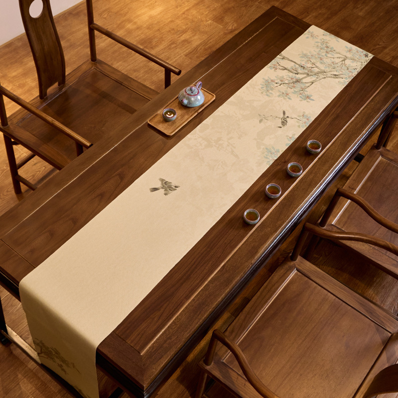 Stolni runner i podmetač za čaj s kineskim zen motivom, motiv Deset konja, dimenzije 32×300 cm