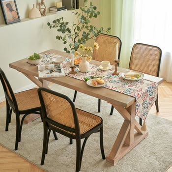 Jacquard stolni runner s prugama, moderan minimalistički stil, 100% poliester, pogodno za dnevni boravak, spavaću sobu i restoran