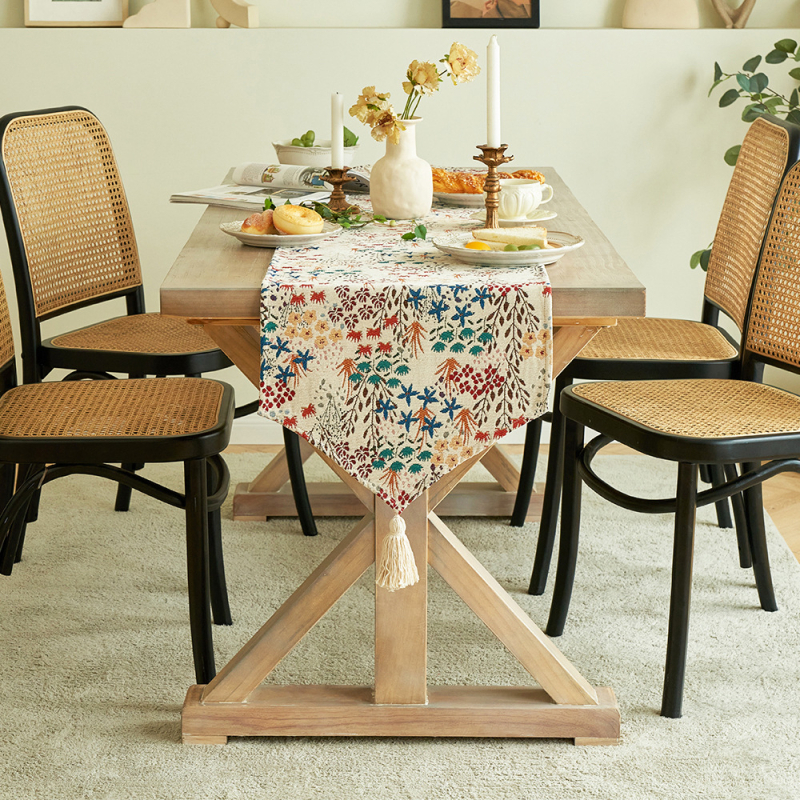 Jacquard stolni runner s prugama, moderan minimalistički stil, 100% poliester, pogodno za dnevni boravak, spavaću sobu i restoran