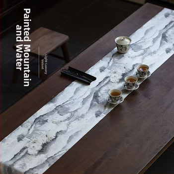 Podložka na čajový stolík, krajinomaľba vzor, štýl národného trendu, keramický materiál, vhodná do obývačky/štúdia/restaurácie