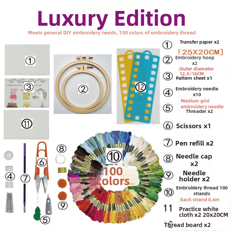 Σετ DIY κεντήματος για αρχάριους — μοντέρνο μινιμαλιστικό στυλ, πακέτο υλικών χωρίς εξατομίκευση για ρούχα και τέχνη υφάσματος, κατάλληλο για χώρο μελέτης