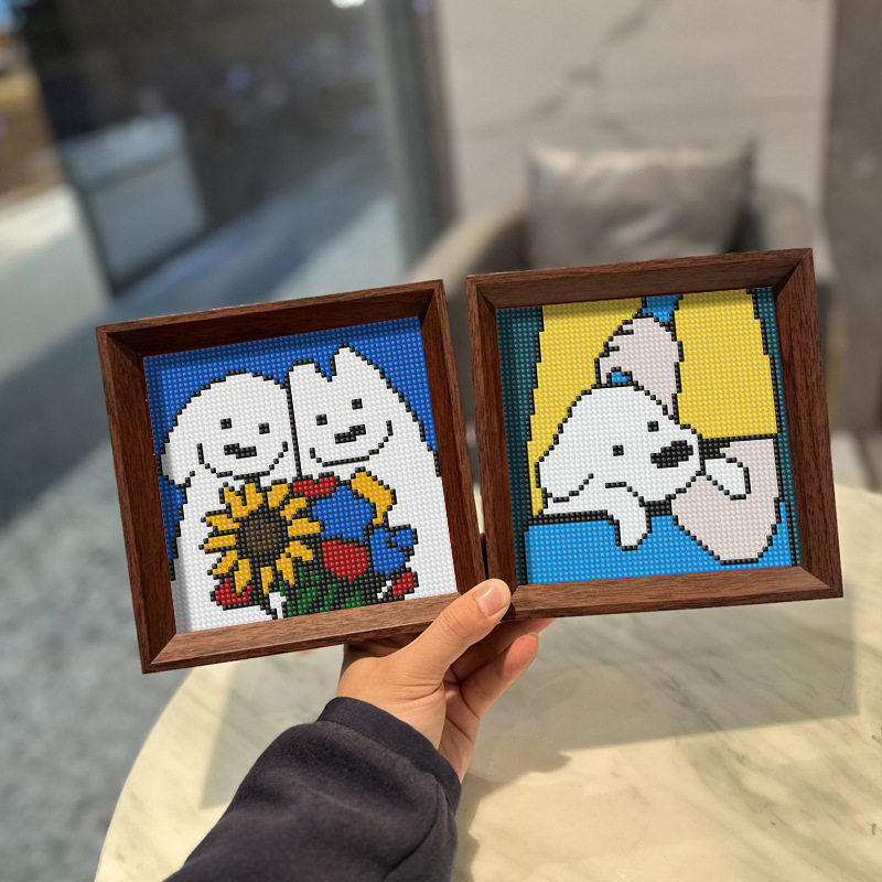 Διάμαντο-πίνακας με σκύλο για τραπεζάκι – διακόσμηση σαλονιού/υπνοδωματίου, καμβάς 9-ct, μεταξωτό λουλούδι, DIY για αρχάριους