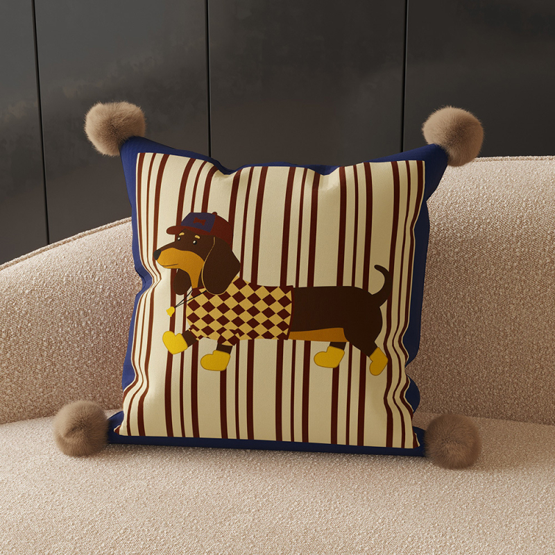 Dachshund crtani motiv – jastučnica za dnevni boravak, lumbalna jastučnica s unutarnjim punjenjem, svestrana za spavaću sobu