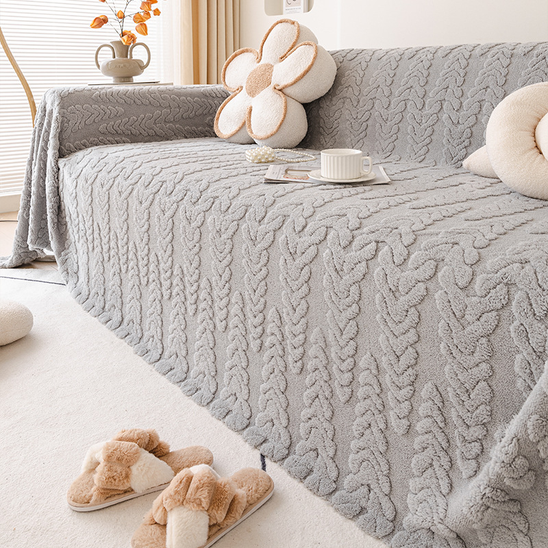 Sametna navlaka za kauč – minimalistički modern stil, univerzalno, uzorak: biljke i cvijeće, Materijal: Shu cotton velvet