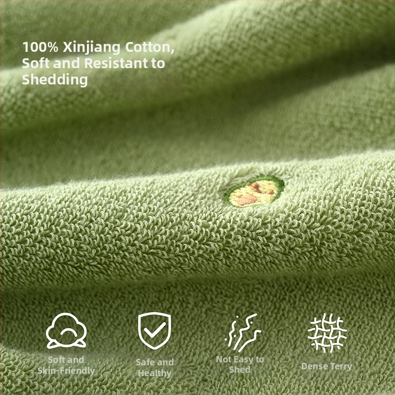 Πετσέτα μπάνιου και παραλίας με κεντημένο αβοκάντο, 100% βαμβάκι, 400–500 g, 32s νήματα, απλή ύφανση, Pu xi