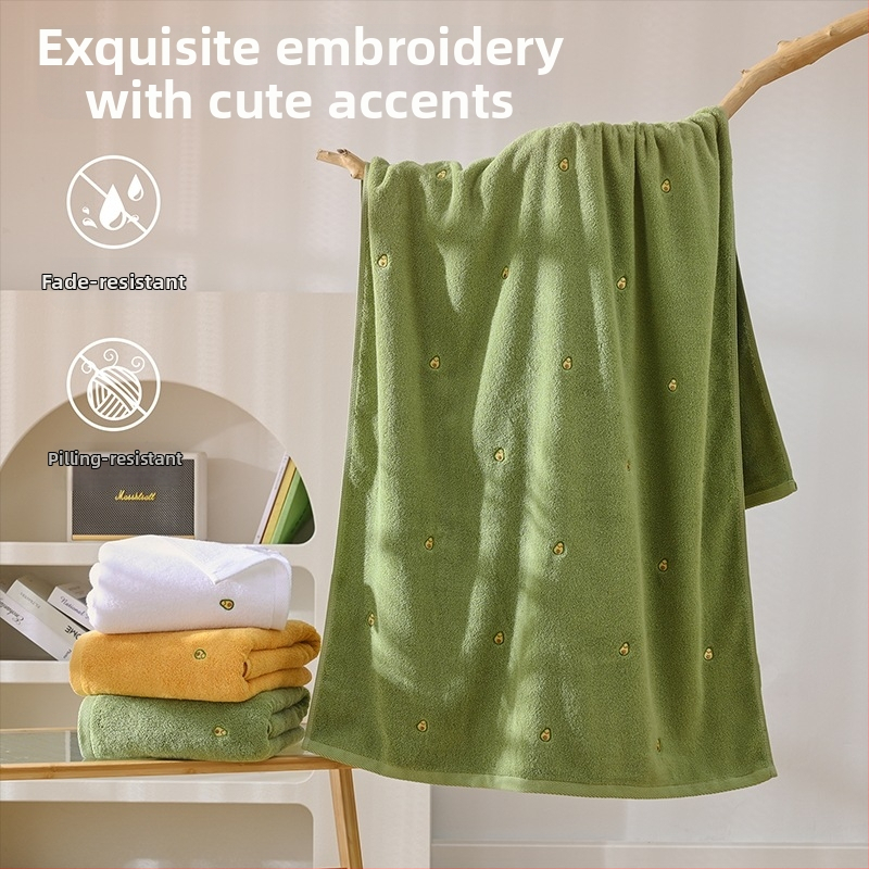Πετσέτα μπάνιου και παραλίας με κεντημένο αβοκάντο, 100% βαμβάκι, 400–500 g, 32s νήματα, απλή ύφανση, Pu xi